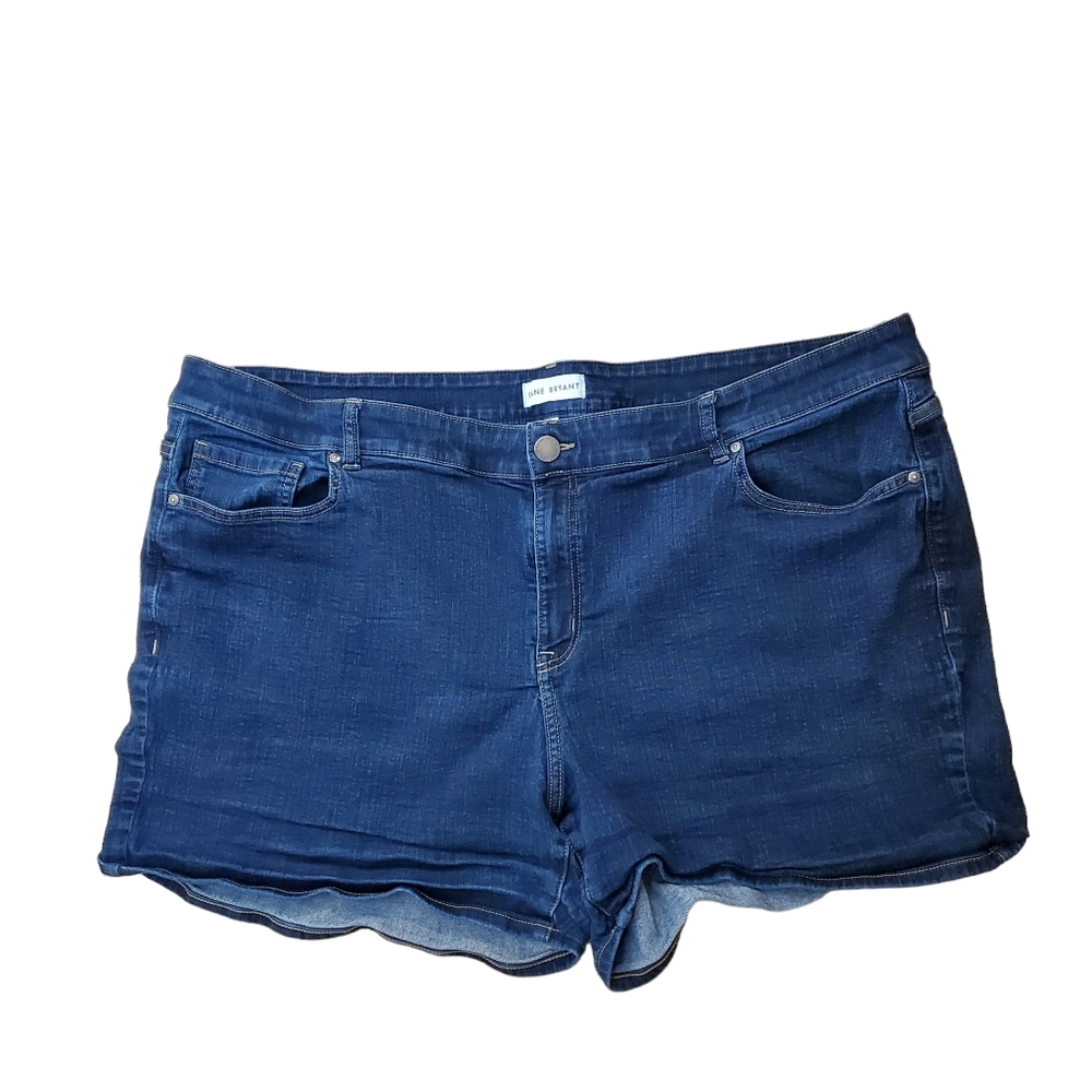 Lane Bryant Denim Jean Mid‎ Rise Boyfriend Midi Shorts Size 26 Flex Magic